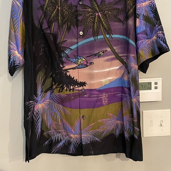 Tulliano Camp Shirt Tropical Woven Button Up Parrot Mens Large New - Picture 3 of 12